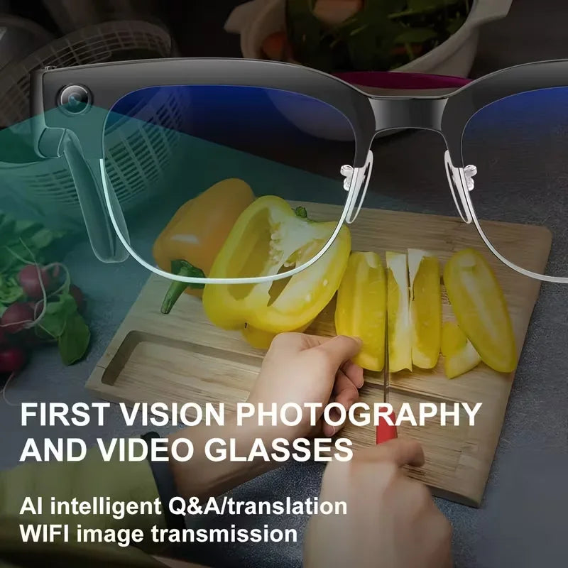 New 1200P HD Smart Glasses With 800W Ultra-Wide Camera Video Recording 4GB AI Photo Recognition Bluetooth Call Translation Voice