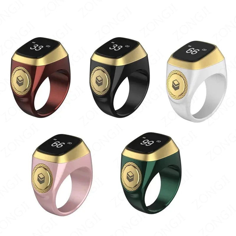 2025 IQibla Smart Zikr Ring Praise Tasbih Tally Electronic Digital Counter Time Vibration Reminder Waterproof