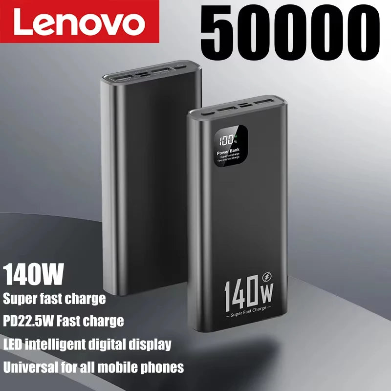 Lenovo 140W PowerBank 500000mAh High Capacity Super Fast Charging Portable Battery CCC Charger for iPhone Samsung Huawei 2026
