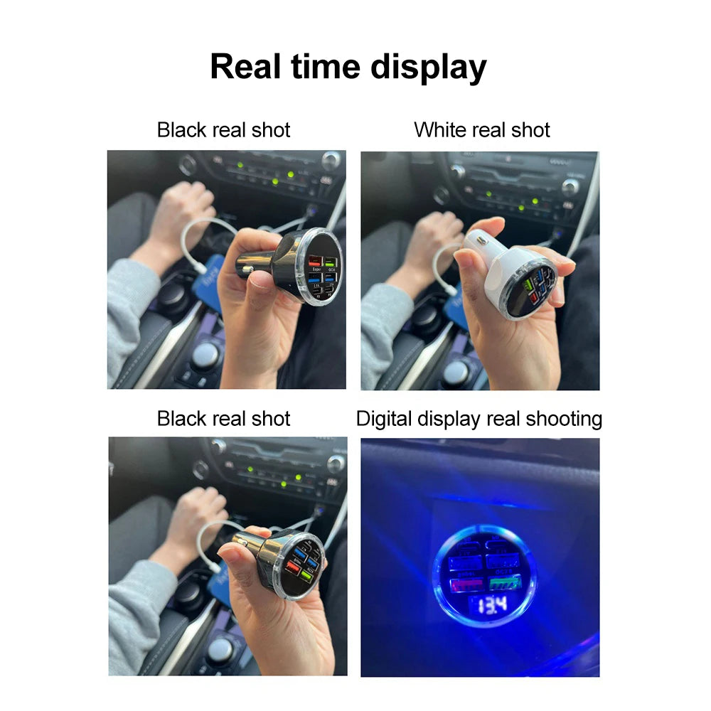 2-6 Ports Car Charger Fast Charging PD QC3.0 USB C Car Phone Charger Type C Adapter in Car For iPhone Samsung Huawei Xiaomi