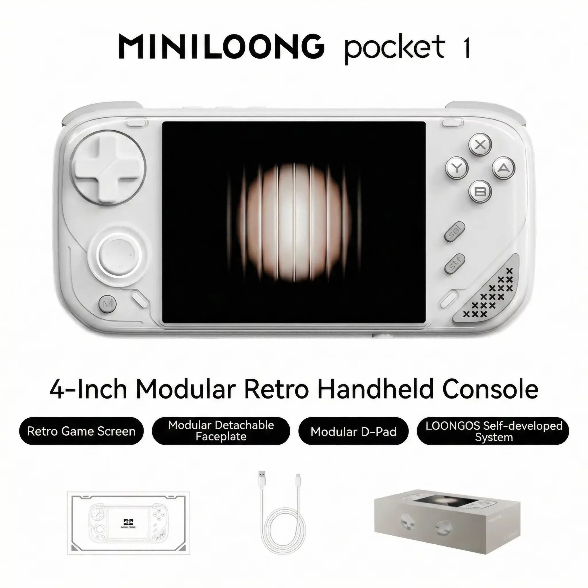MINILOONG Pocket 1 Handheld Gaming Console 4-inch 960×720 HD Display 8G LOONGOS System RGB Hall-Effect Joystick New Game Console