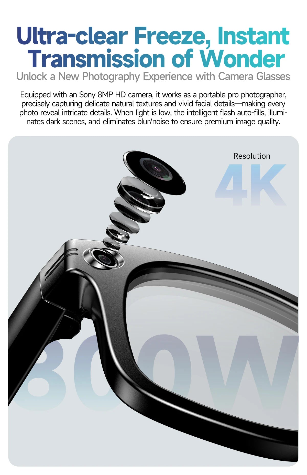 2025 New Travel Study Smart Glasses Men 800W HD Pixel Camera Video Recording WIFI Transmission Adjustable Prescription Glasses
