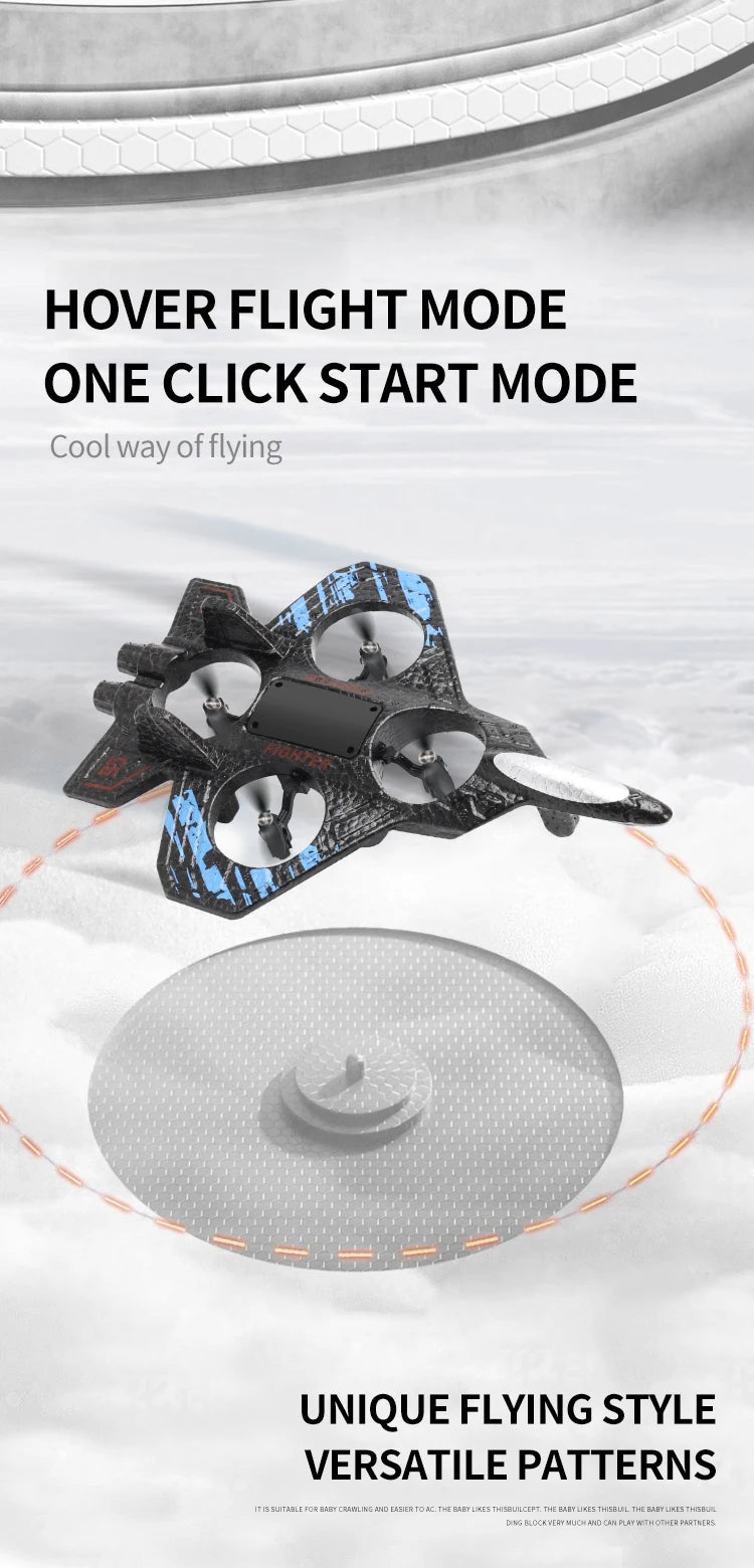 2.4G remote control fighter electric foam glider stunt tumbling UAV hovering helicopter with LED colorful lights aircraft model