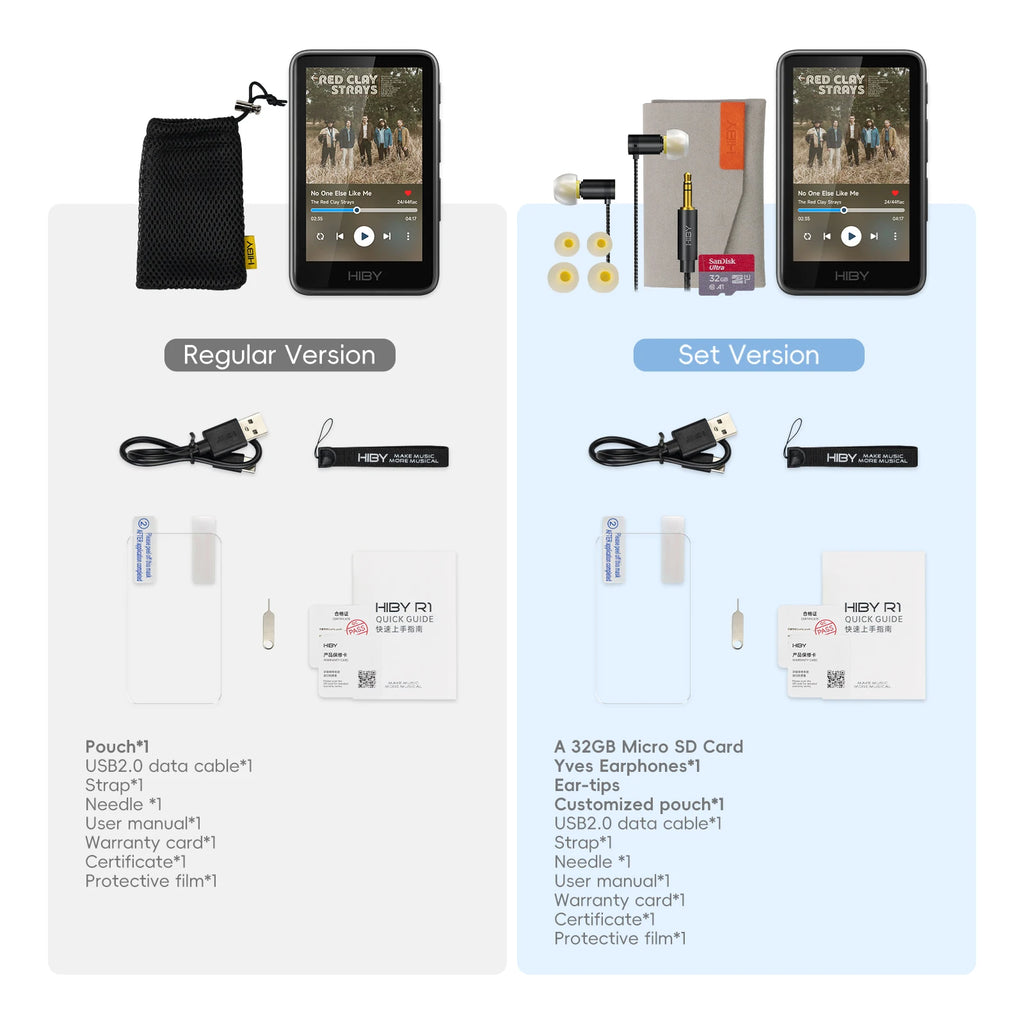 HiBy R1 HiFi Audio Music Player MP3 USB DAC WiFi Bluetooth 5.1 DSD256 PCM384kHz/32bit X1600E CS43131 MSEB Web Radio 3.5mm Output