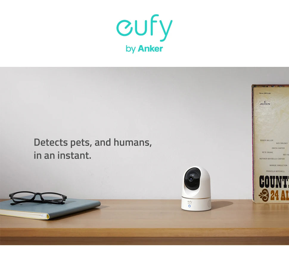 eufy Security Solo 2K Indoor Cam P24 Protect Pan & Tilt Mini Wifi Camera Human AI Voice Assistant Compatibility Motion Track