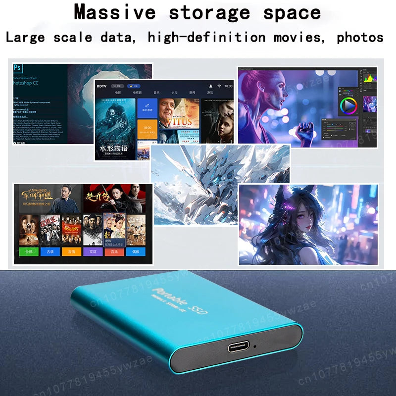 High-speed transfer portable external hard drive SSD 2TB 4TB 8TB large capacity storage  Solid State Disk for Pc/Laptops/Phones