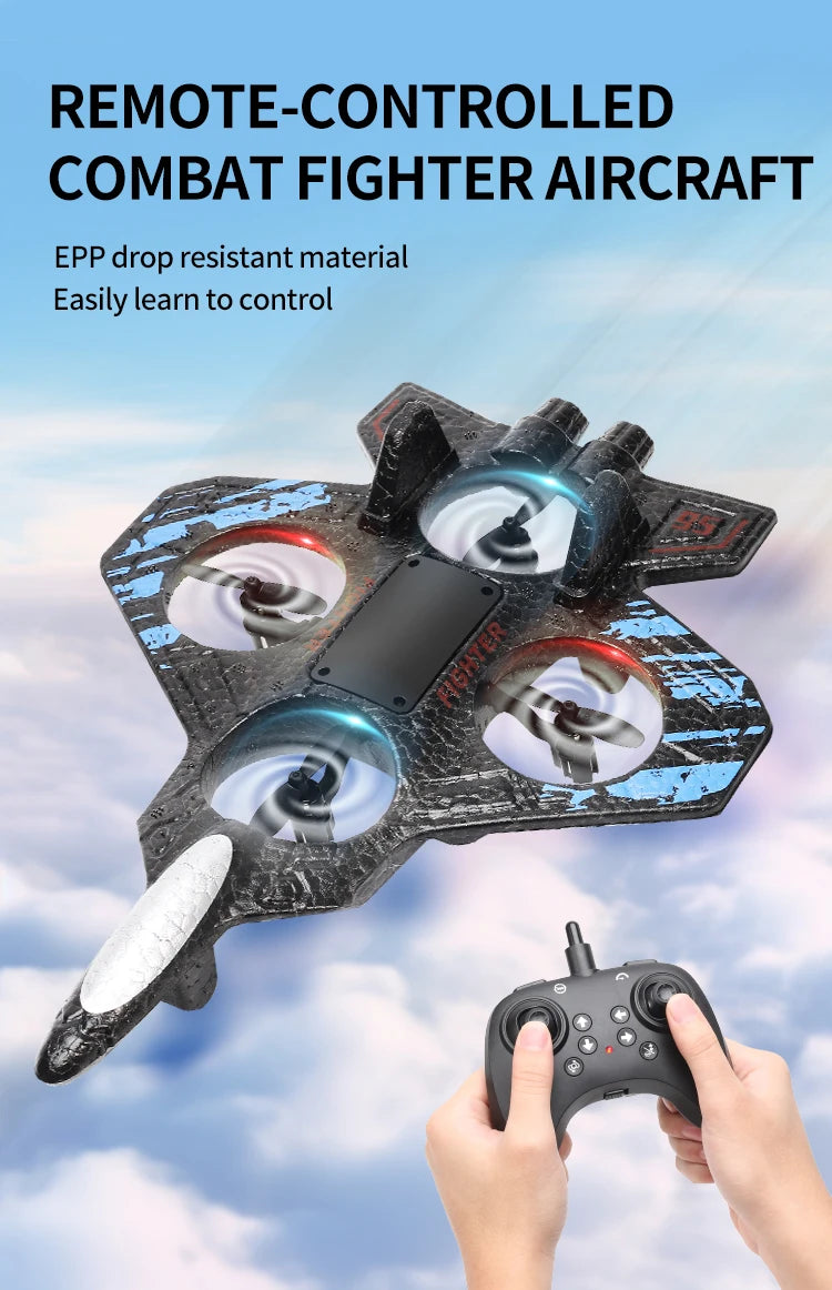 2.4G remote control fighter electric foam glider stunt tumbling UAV hovering helicopter with LED colorful lights aircraft model