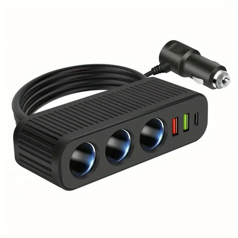 120W USB Car Charger 4-in-1 Multifunctional Socket Cigarette Lighter Quick Charge Power Adapter for iPhone Mobile Phone Charger