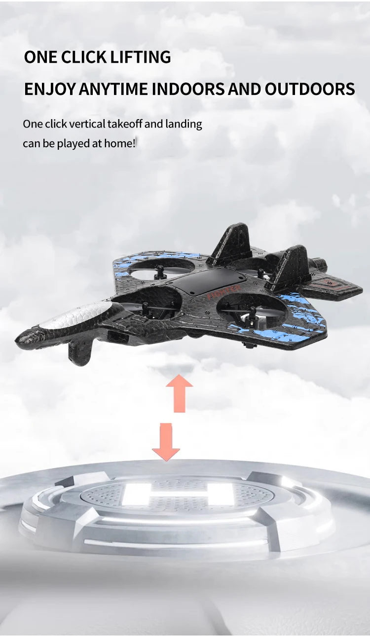 2.4G remote control fighter electric foam glider stunt tumbling UAV hovering helicopter with LED colorful lights aircraft model