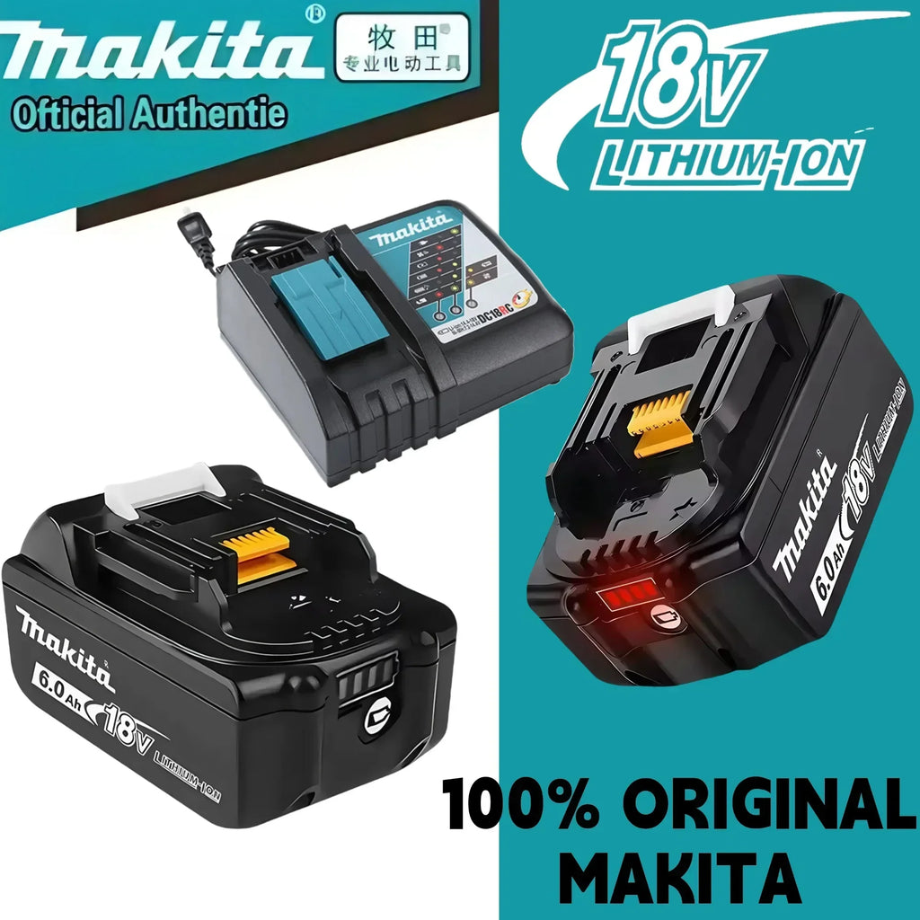 100% Original Makita 18V 6.0Ah battery, for Makita BL1830， BL1830B， BL1840 ，BL1840B ，BL1850 BL1860B power tools battery