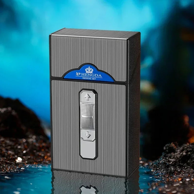 20 Thick Double Arc Pulse USB Charging Lighter Waterproof Moisture Resistant Cigarette Case for Outdoor Smoking Use