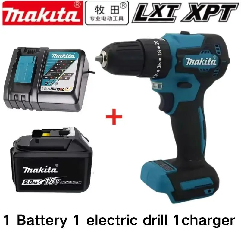 100% Origina New 18V Makita 5Ah 6Ah 9Ah Powerful tool battery+charger, For DDF487 lithium rechargeable impact drill household