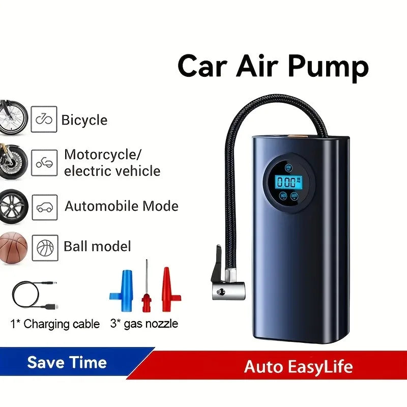 Electric Air Compressor Bicycle Pump Rechargeable Car Tyre Inflator Portable Air Pump for Bicycles, Cars, Motorcycles,Basketball