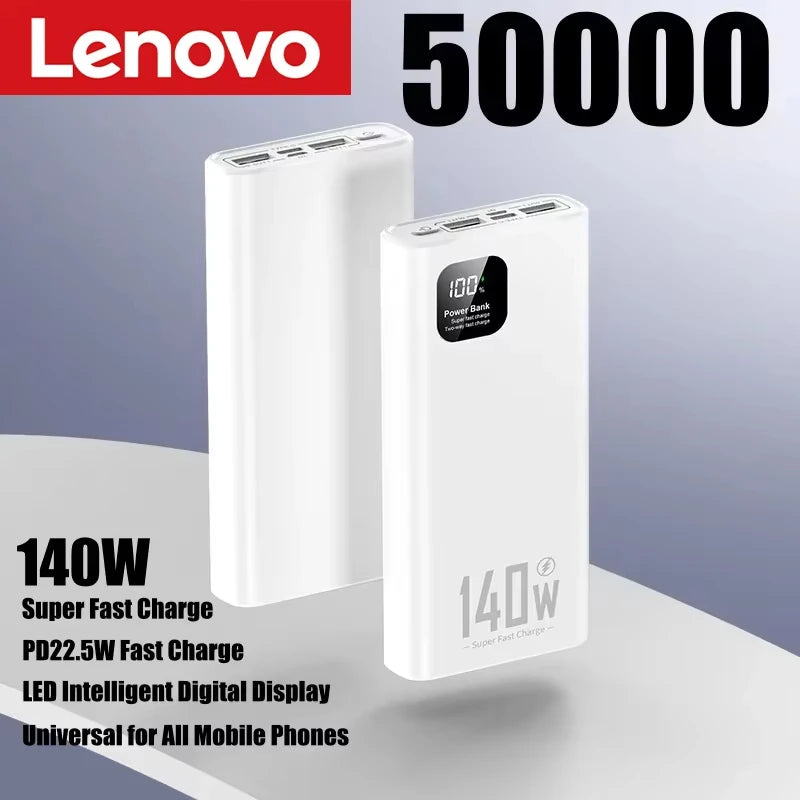 Lenovo 140W PowerBank 500000mAh High Capacity Super Fast Charging Portable Battery CCC Charger for iPhone Samsung Huawei 2026