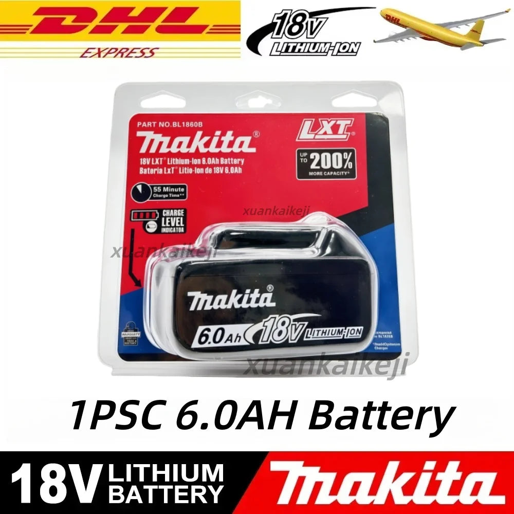 100% Original Makita 18V 6.0Ah battery, for Makita BL1830， BL1830B， BL1840 ，BL1840B ，BL1850 BL1860B power tools battery